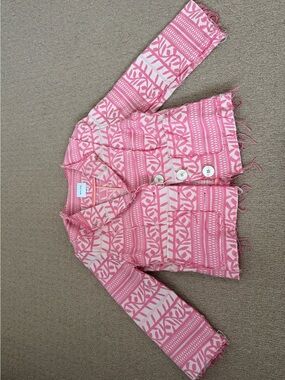 WALTER Pink Ivory Tapestry  Blazer Jacket 3/4 Sleeves size 10